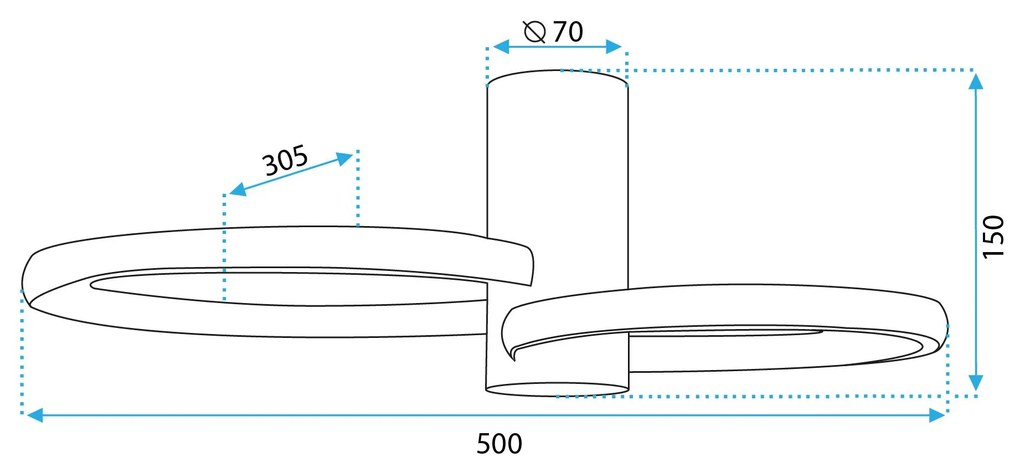 Toolight Toolight, LED stropné svietidlo 50x30,5cm, 22W, APP1402-CW, zlatá lesklá, OSW-05849