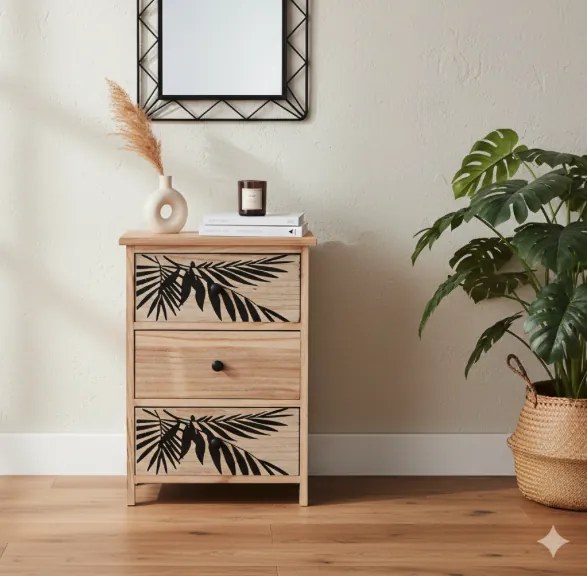 Komoda ZOFIA s 3 zásuvkami – boho dizajn, 40 x 29 x 58 cm