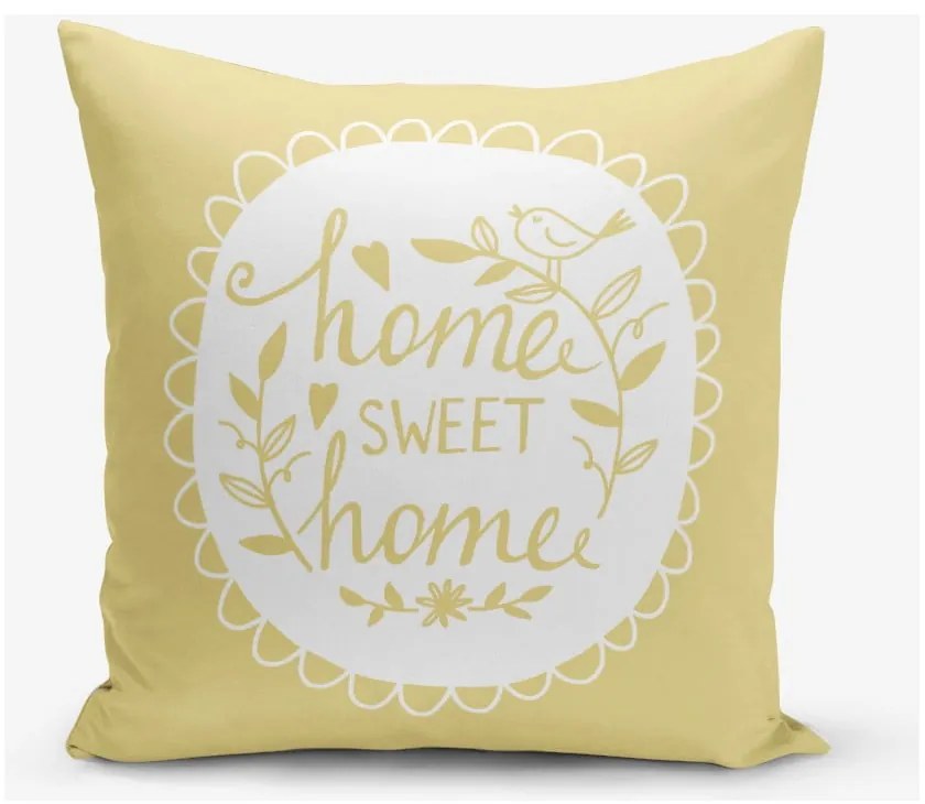Žltá obliečka na vankúš Minimalist Cushion Covers Home Sweet Home, 45 × 45 cm