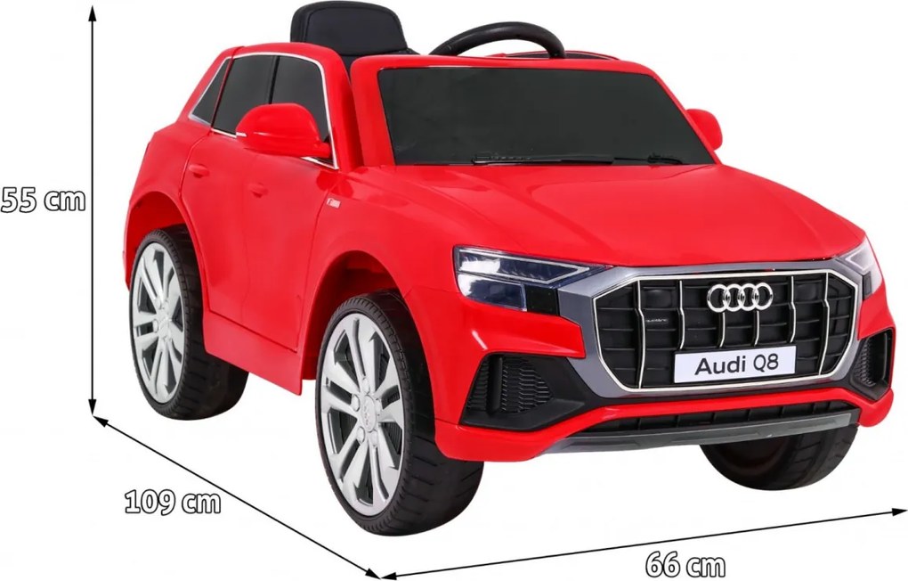 Ramiz Audi Q8 Lift na batérie pre deti Červené SUV + diaľkové ovládanie