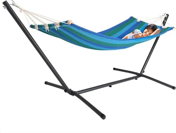 Hojdacia sieť s kovovým rámom 200 x 80 cm - modrá