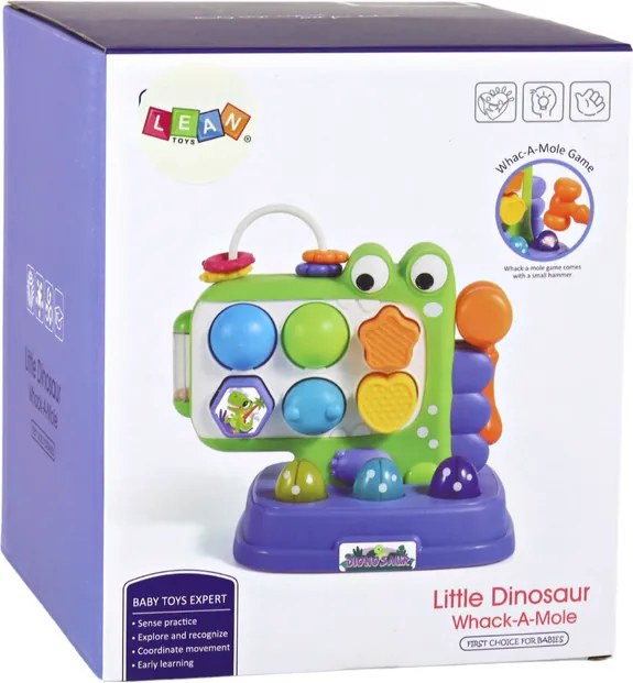 LEAN Toys Vzdelávacia panelová hra Whac-A-Mole Sorter pre deti Dinosaur Purple