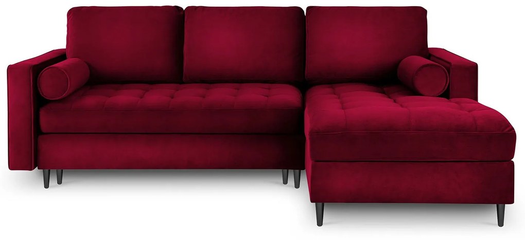 Rozkladacia zamatová pohovka s úložným priestorom Romeo pravý roh 240 × 175 × 96 cm