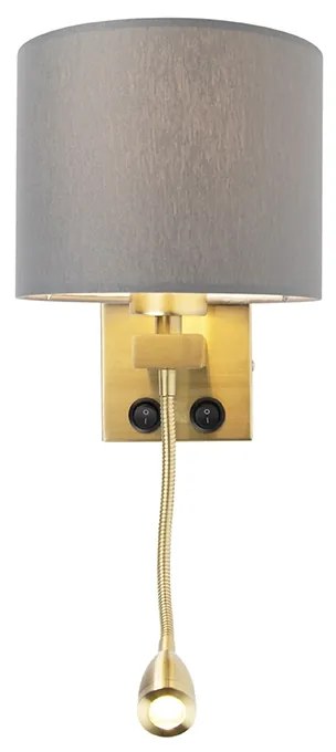 Art Deco nástenná lampa zlatá s sivým tienidlom - Brescia