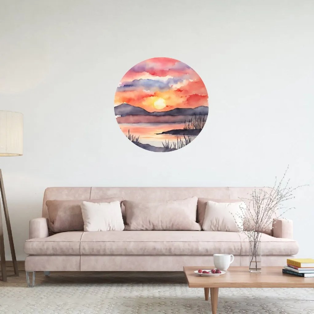 PIPPER. Kruhová samolepka na stenu "Západ slnka" Veľkosť: 60 cm