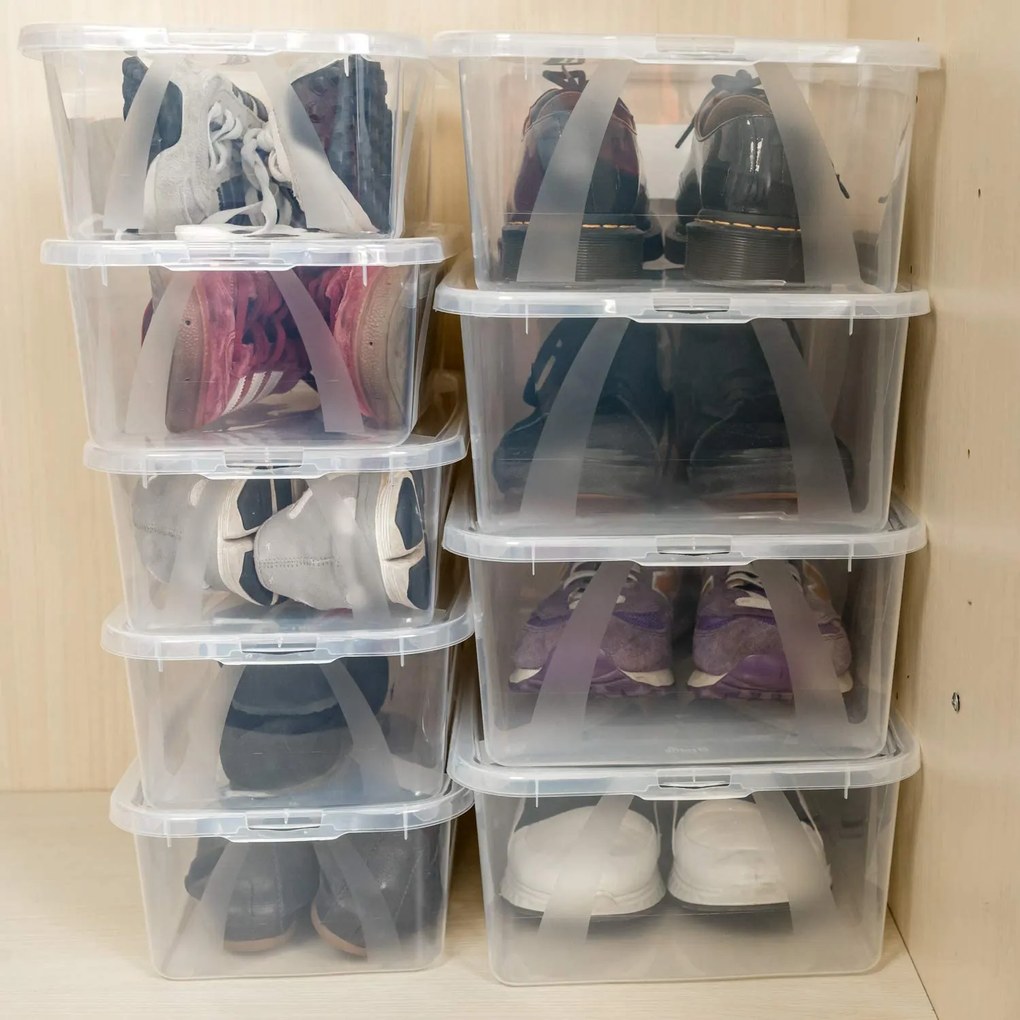 Sada 4 kusov úložných boxov, s vekom, Rotho LONA, 34x20x11 SADA (4 x 5l)