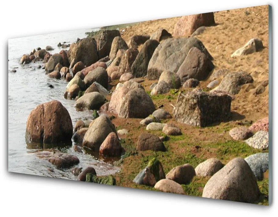 Obraz na skle Kamene more príroda 140x70 cm