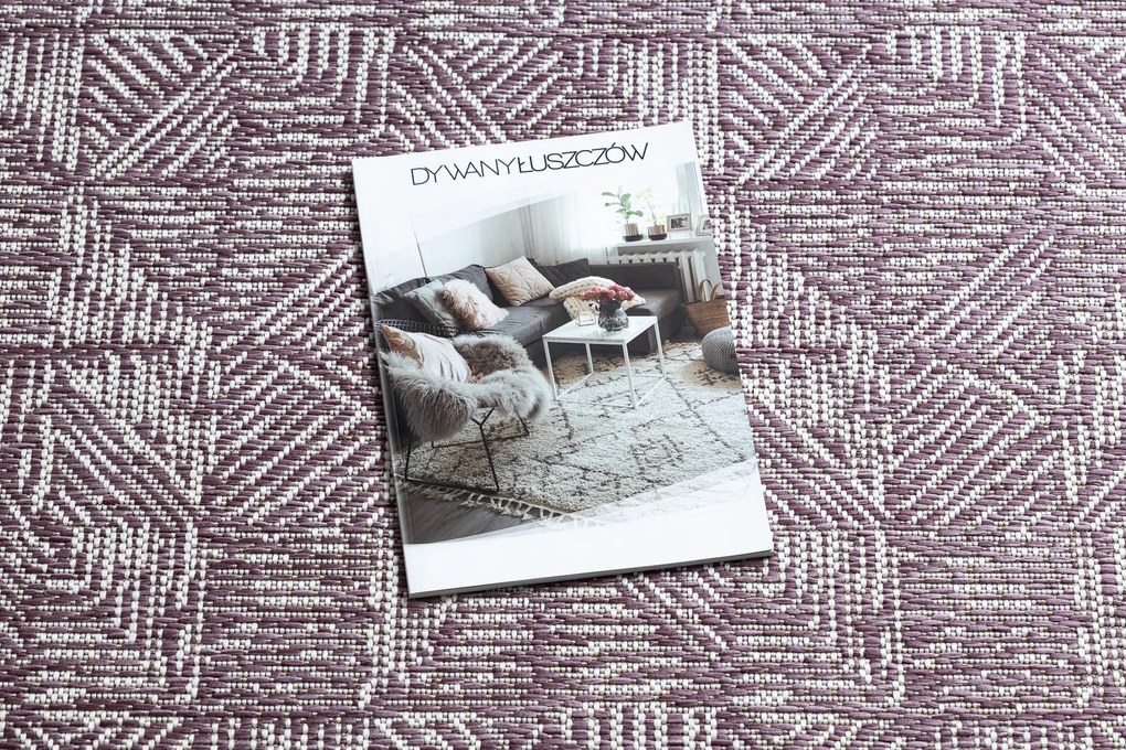Koberec COLOR 47373260 SISAL riadky, trojuholníky, rybia kosť fialovo / béžový