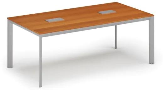 Stôl INVITATION 2000 x 1000 x 740, čerešňa + 2x stolná zásuvka TYP III, strieborná