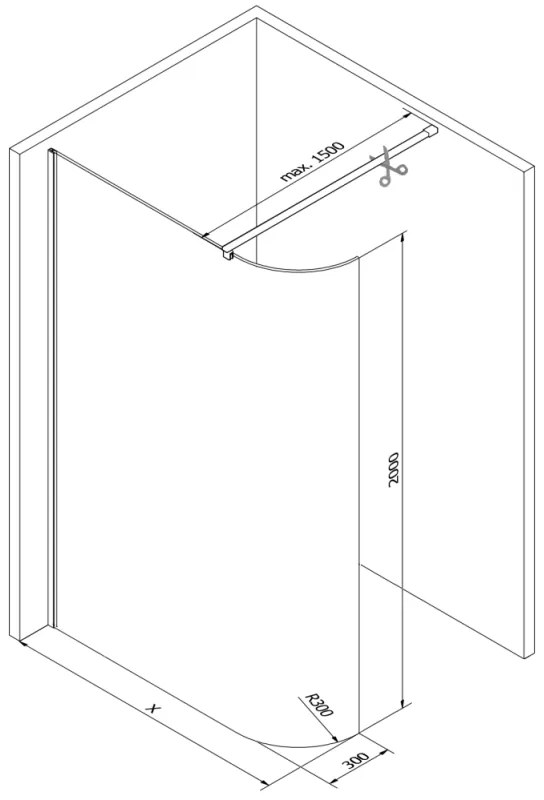 Mexen Kioto, zaoblená sprchová zástena 80 x 200 cm, 8mm číre sklo, ružové zlato profil, 800-080-101-60-06