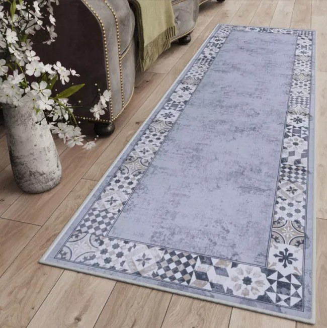 Protišmykový koberec / behúň CRYSTAL PRINT (CR-3) sivý / béžový