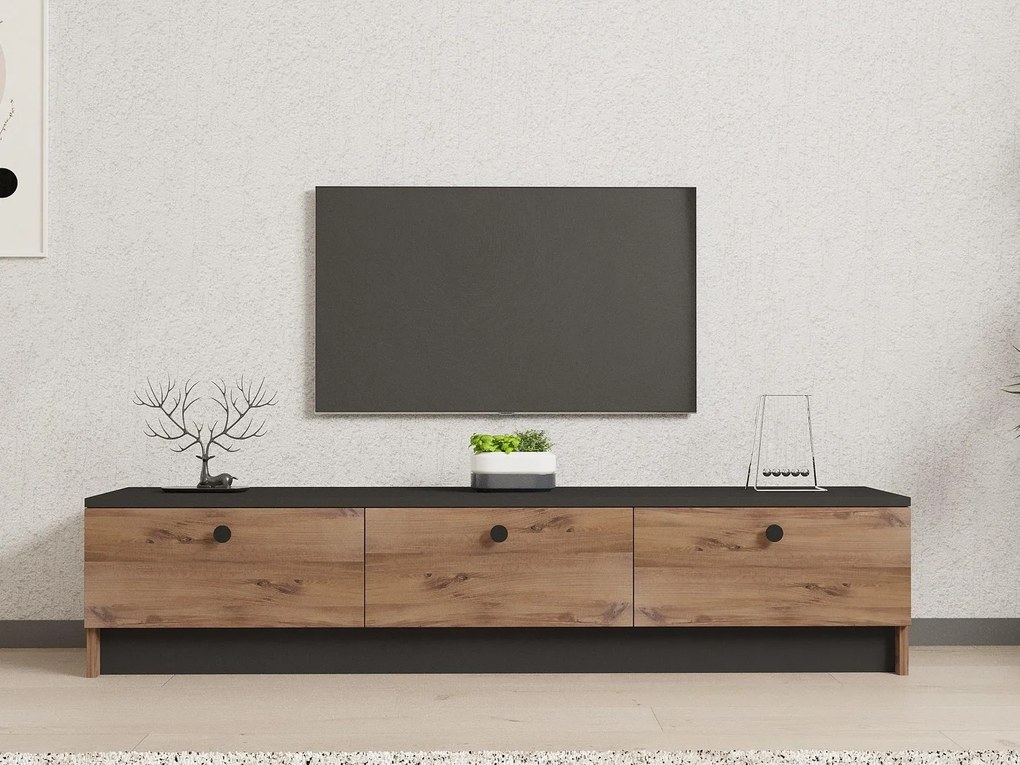 TV stolík/skrinka Vusato (čierna + dub zafírový) . Akcia -16%. Vlastná spoľahlivá doprava až k Vám domov. 1095280