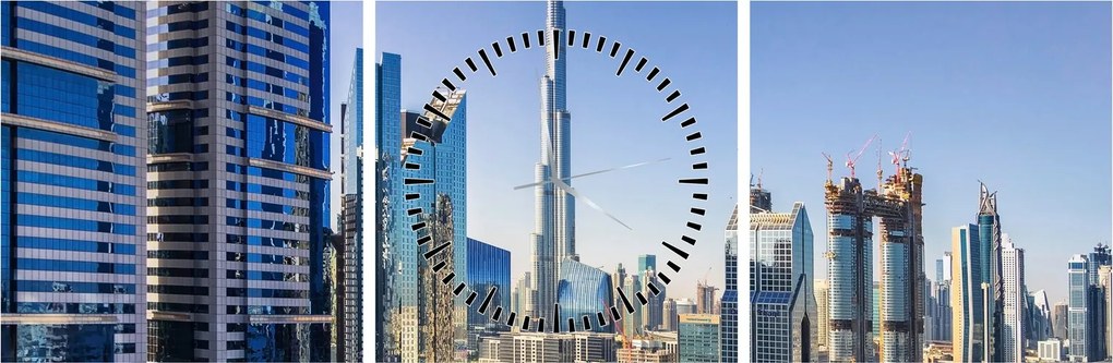 Obraz - Dubajskej ráno (s hodinami) (90x30 cm)