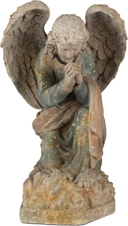Béžovo-zelená keramická dekorácia socha anjela Angel Baroque - 41*45*65 cm