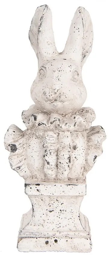 Biela antik cementová busta králik - 11*8*24 cm