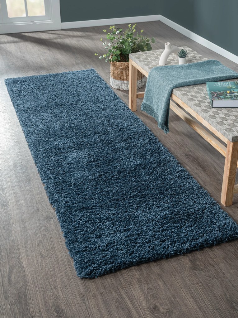 My Flair, Behúň My Shaggy dunkelblau, 80x300, modrá, chodba / predsieň
