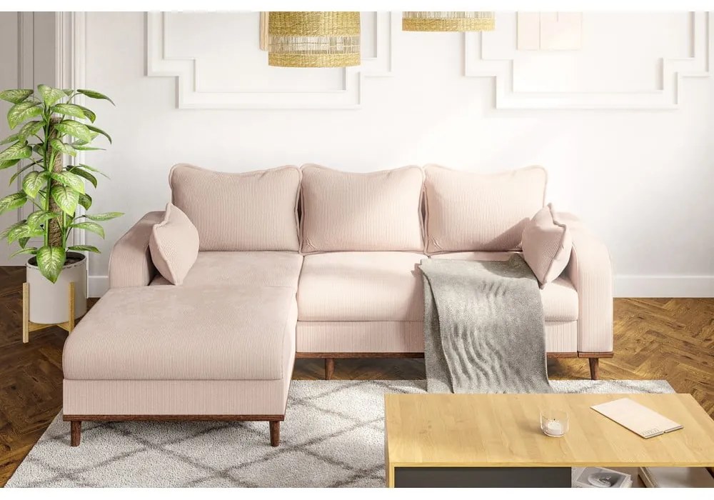 Béžová menčestrová rohová pohovka (ľavý roh) Beata – Ropez