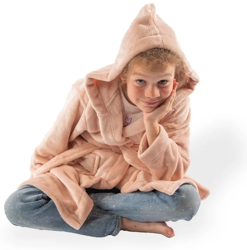 Ružový detský župan z mikroplyšu veľkosť 134-140 Delux – Tiseco Home Studio