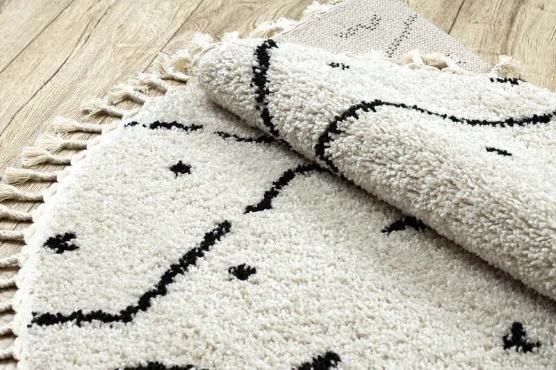Dywany Łuszczów, Kusový koberec Berber Tetuan B751 cream kruh, 160x160 (priemer) kruh, biela, obývacia izba