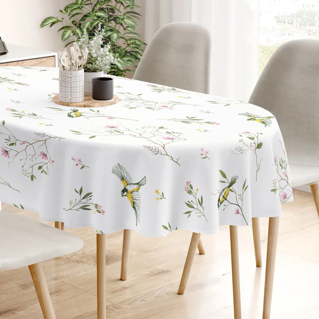 Goldea oválny obrus 100% bavlnené plátno - život v prírode 120 x 160 cm
