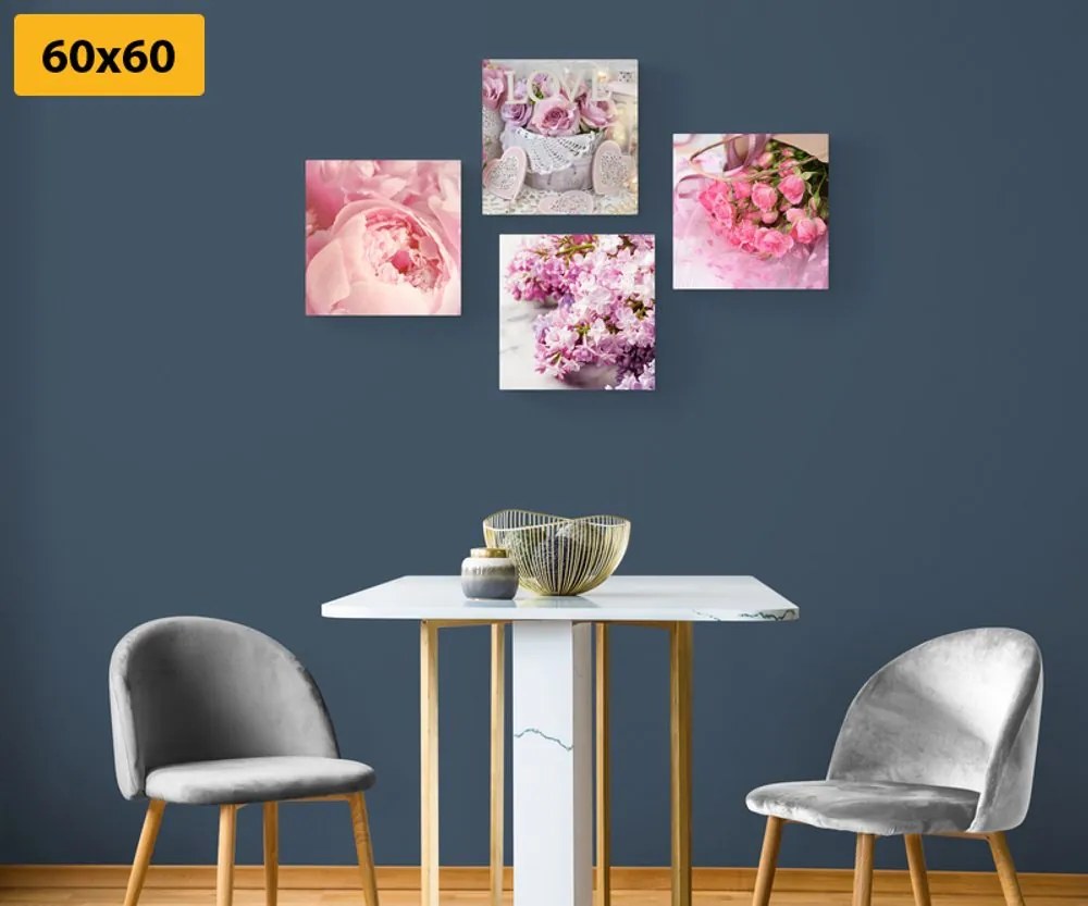 Set obrazov jemné zátišie kvetov Varianta: 4x 40x40