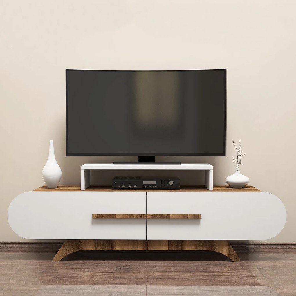 TV skrinka Rose - Walnut, White