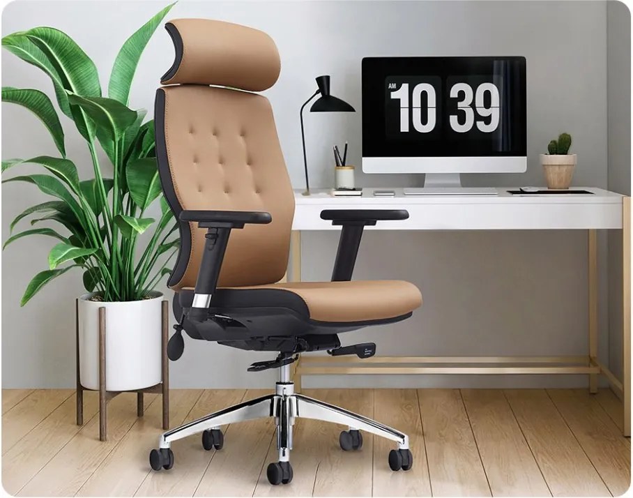 Ergonomická kancelárska stolička MOSH Elite H – hnedo-čierna