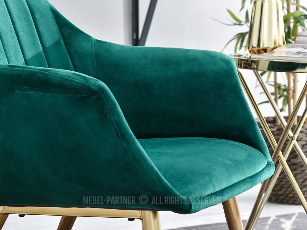 Kreslo Osmol F (zelená + zlatá). Akcia -15%. Vlastná spoľahlivá doprava až k Vám domov. 1110368