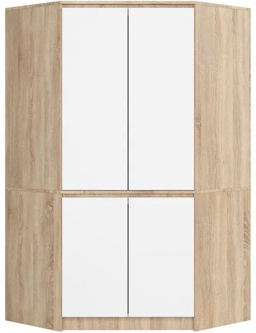 Rohová skriňa S100 4D CLP dub sonoma / biela