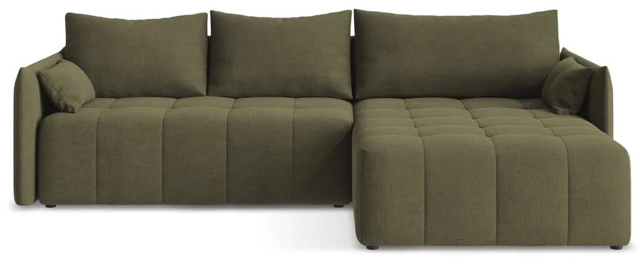 Khaki rozkladacia/s úložným priestorom rohová pohovka (pravý roh/s leňoškou) Moku – Makamii