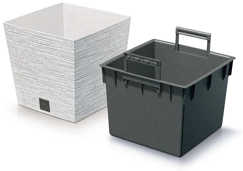 Kvetináč FURU SQUARE LOW ECO WOOD 29,5 cm biely