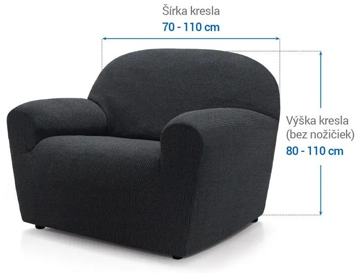 Super strečové poťahy HARMONIA antracitová kreslo (š. 70 - 110 cm)