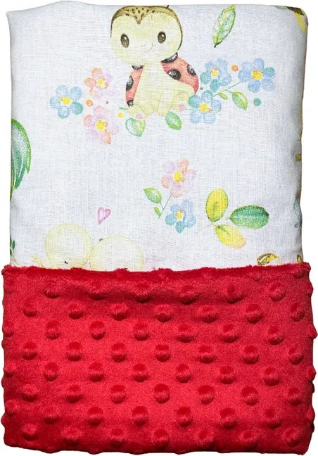 Deka Včielky/minky červená 60x70 cm – detská deka s motívom včielok