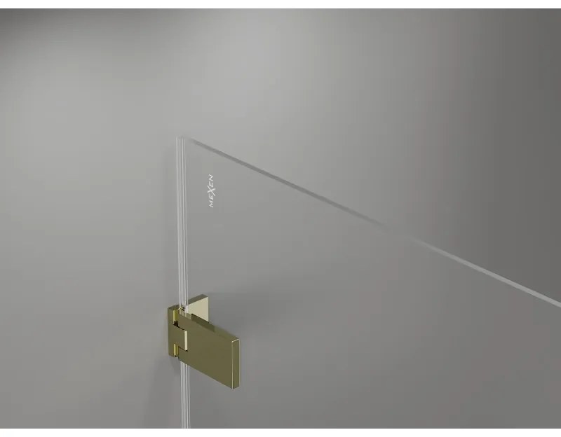 Mexen Lunar-B, výklopný sprchový kút ľavý 80 x 70 cm, 8mm číre sklo, zlatý profil, 832-080-070-50-00-L