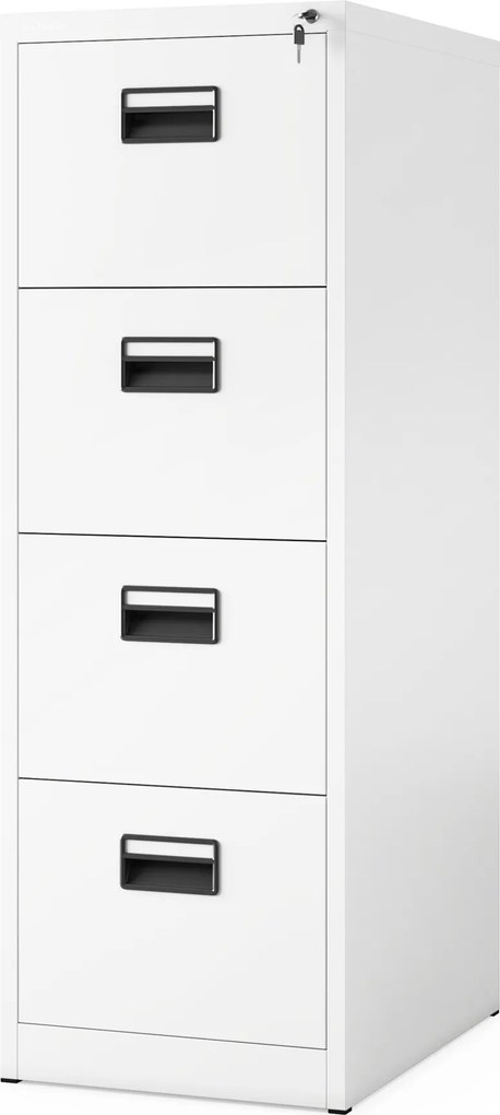Kovová kartotéka, 4 zásuvky SARA V4, 460 x 1320 x 620 mm, biela