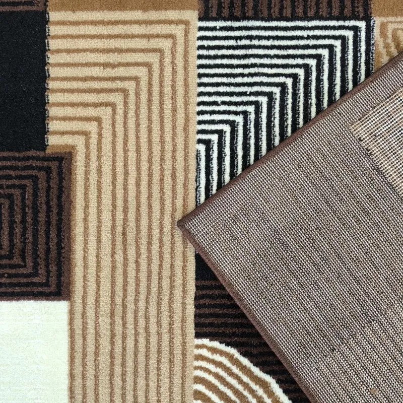 Koberec Alfa s geometrickým vzorom - hnedý Šírka: 60 cm | Dĺžka: 100 cm