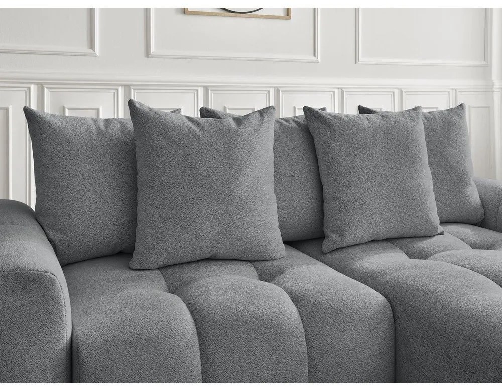 Sivá ženilková rozkladacia/s úložným priestorom rohová pohovka (pravý roh/s leňoškou) Roxelane – Bobochic Paris