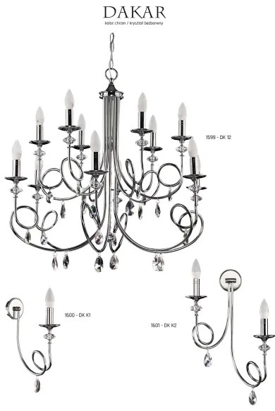 Jupiter 1601 - DK K2 CH - Nástenné svietidlo DAKAR 2xE14/40W