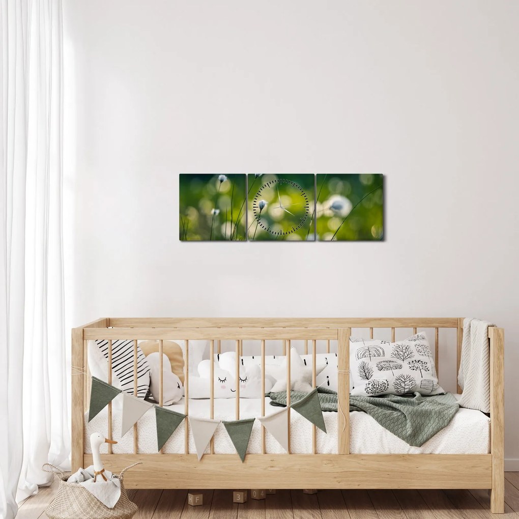 Obraz - Tráva (s hodinami) (90x30 cm)