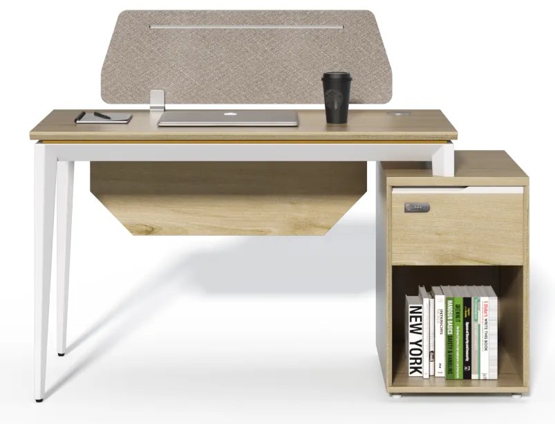 Kancelársky stôl so skrinkou Houseland Profit Max 03 1607 dub/biela