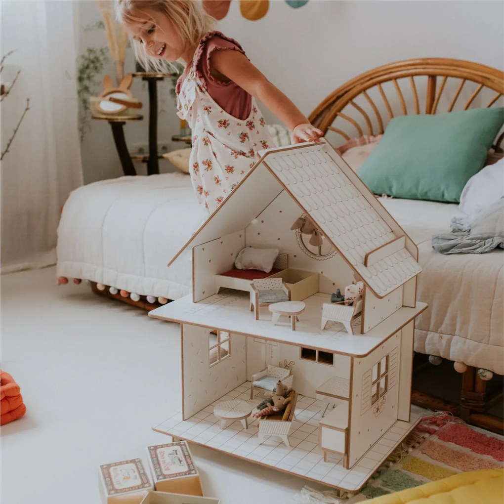 milin Detský drevený domček pre bábiky biely
