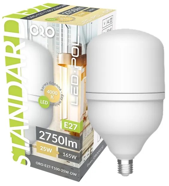 LED žiarovka E27 T100 25W denná biela