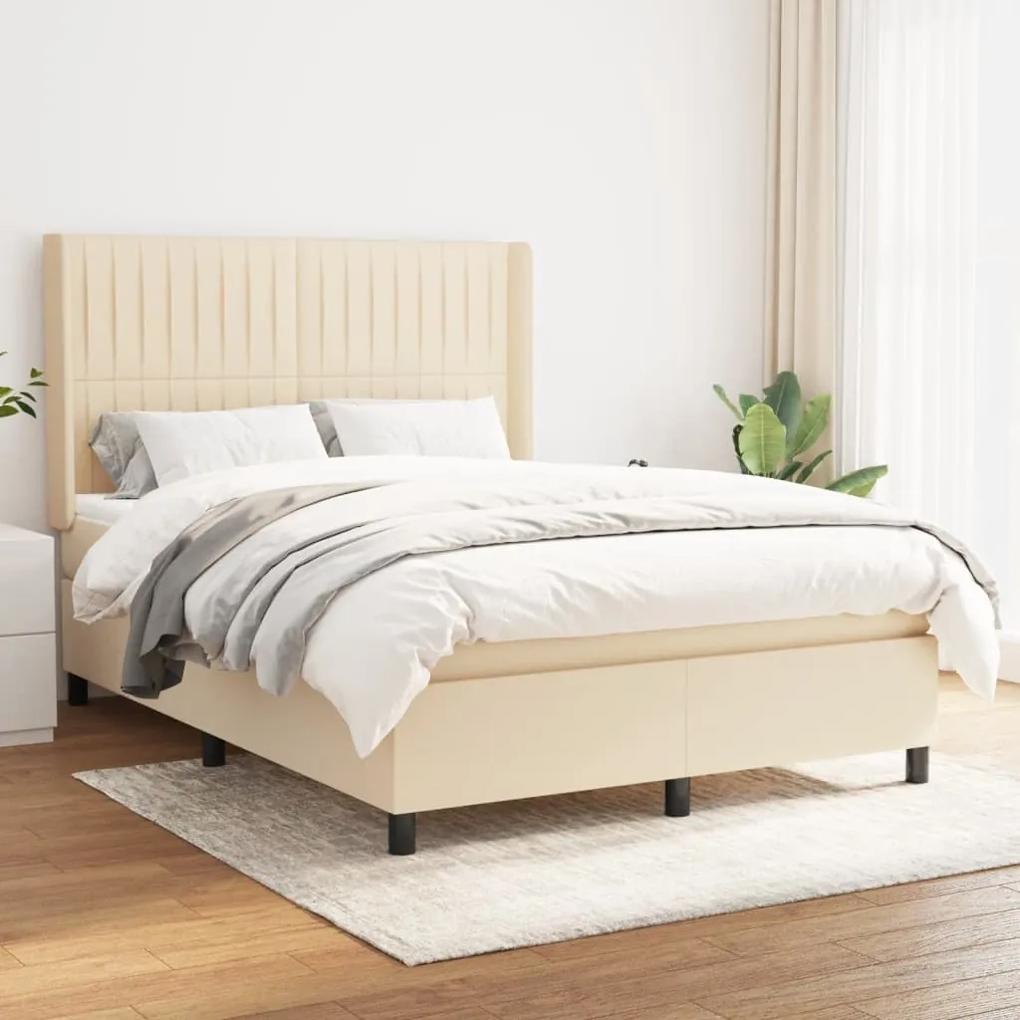 Boxspring posteľ s matracom krémový 140x190 cm látka 3131590