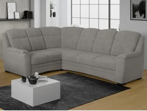 Rohová sedacia súprava Bruno, svetlo šedá látka, ľavý roh%