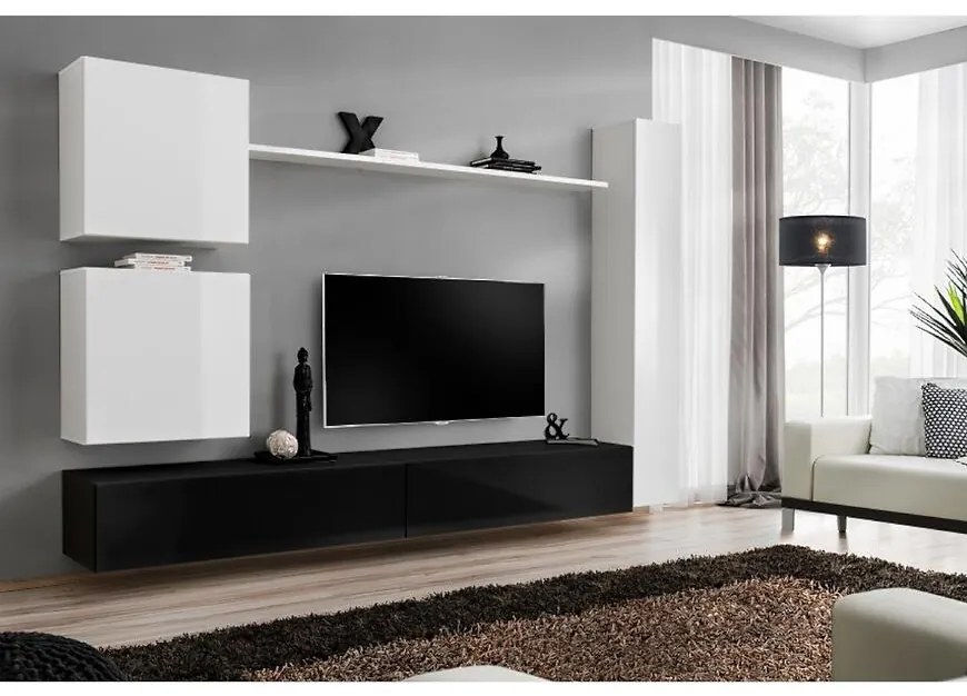 Obývacia stena Switch VIII biela/čierna