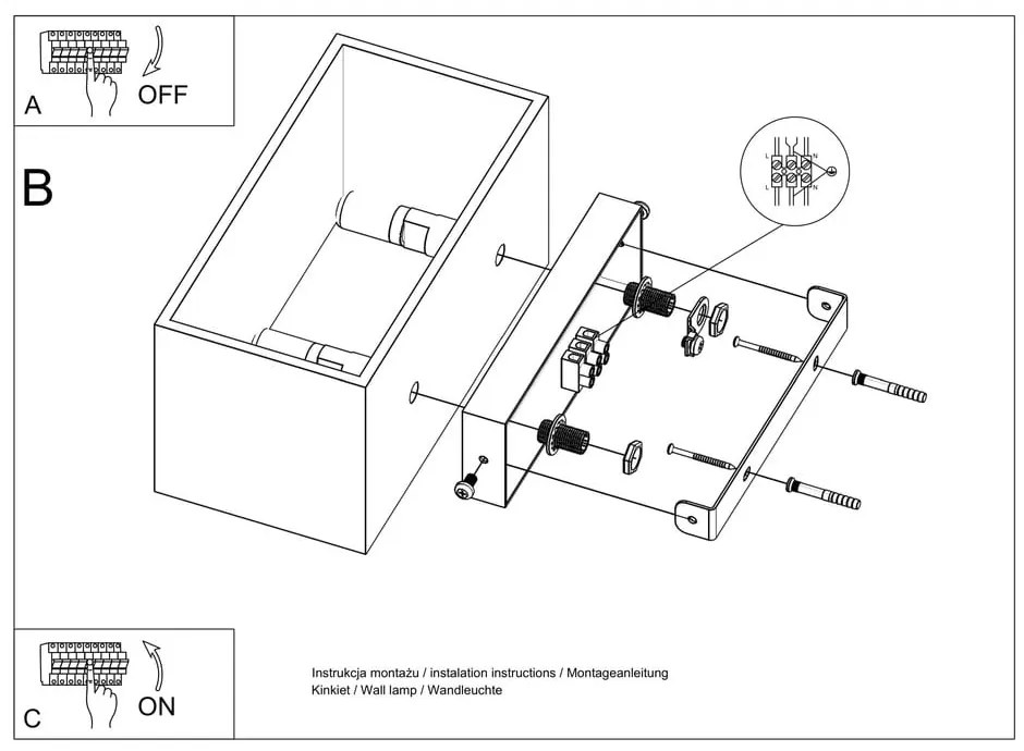 Čierne nástenné svietidlo Sollux Geo Maxi