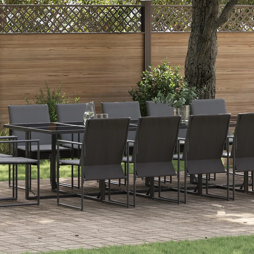 vidaXL 19-dielna záhradná jedálenská súprava s vankúšmi z ocele a textilénu