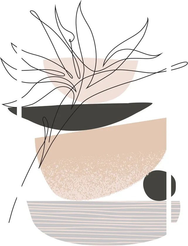 Obraz - Line art kvety N⁰1 (90x60 cm)