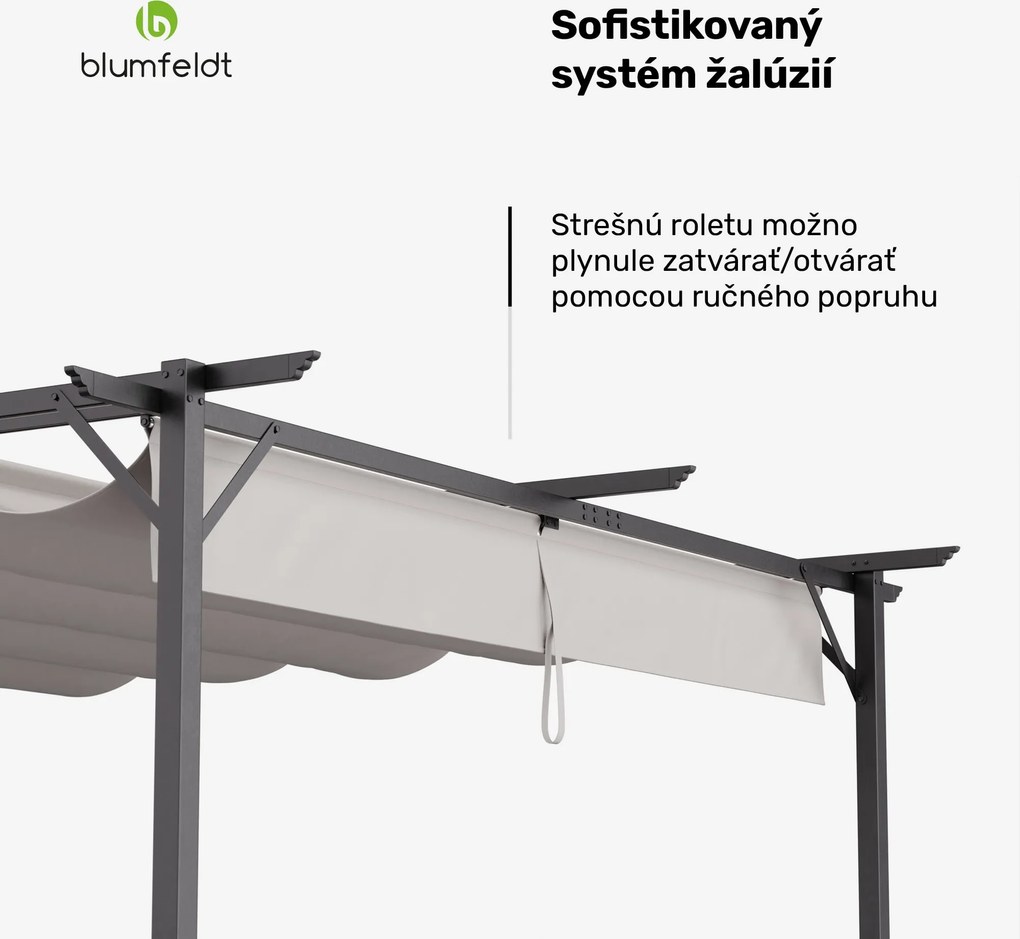Blumfeldt Pantheon Robust, pergola, 3 x 4 m, práškovo lakovaná oceľ odolná voči poveternostným vplyvom