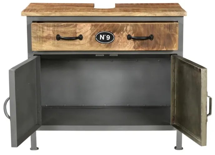 furniture-nabytek.cz - Masívna umývadlová skrinka Pinetown z mangového dreva a kovu, lakovaná, viacfarebná – 71×35×63 cm
